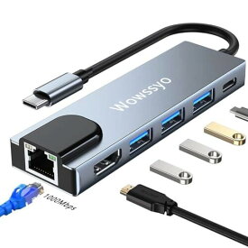 USB Cハブ 6-in-1 タイプCハブ ドッキング変換アダプタ( 4K HDMI/1Gbps イーサネット/PD 100W/3X USB 3.0) MacBook Pro Air/iPad Pro/Samsung/ChromeBook/Surface Go/Pro7/Matebook/Switch/USB C デバイス対応