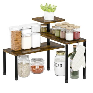 Focieulo キッチン 調味料ラック 竹製 3段棚 コーヒーメーカー収納 台所 収納 化粧棚 キッチン収納棚 作業台 組立簡単 省スペース(黒い)