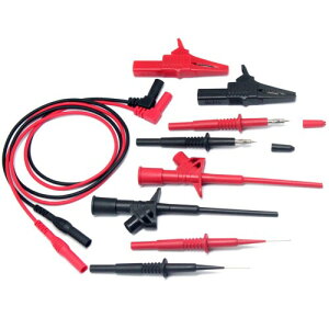 AideTek TLP20162 needle tipped tip leads set for multimeter two safety crocodile clips Shrouded banana plugs lead extensions