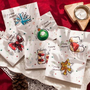 クリスマスカード セット 6枚 グリーティングカード メッセージカード 封筒付き ミニ 多種類 クリスマス カード (白)