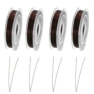オペロンゴム ブレスレット用 シリコンゴム 茶色 4巻セット 太さ0.8mm ゴム紐 弾力紐 水晶の線 ブレスレット作成 修理 DIY ビーズステッチ糸 伸びる 通しワイヤー コード 伸縮 ストレッチ