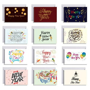 V C[ O[eBO J[h Zbg 12 happy new year greeting cards with envelopes 󔒂 t