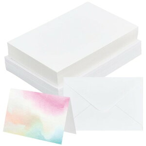 BENECREAT 50�� �R�b�g�����ʎ� 15.3x20.3cm 50�������t�� �z���C�g ���ʃy�C���g�� 300g �܂肽���݉\ �G��A���������ҏ�A�O���[�e�B���O�J�[�h�A�X�P�b�`�A�������A�����A�H�|�i�p
