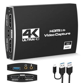 MOYOON 4K HDMI キャプチャーボードswitch対応 USB 3.0ゲームキャプチャー USB/Type-C 1080P 60fps HDMIループ出力、マイクオーディオミキシング ビデオキャプチャー ゲーム実況生配信 録画、ライブ会