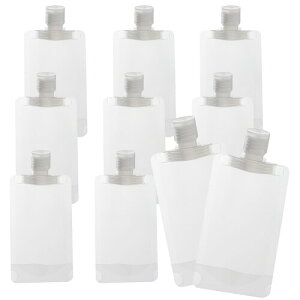 まちの波 パウチ容器 詰め替えボトル トラベルボトル 旅行詰め替え容器 トラベル液体個包装 漏れ防止 半透明 使い回し 出張用 旅行用 携帯易い (100ml 10個セット)