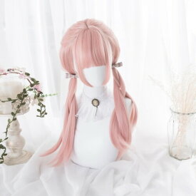 RyuuCos ロリータ かつら ロングヘア ロングストレート ツインテール ピンク ウィッグ ももピンク 小顔 可愛い コスプレ 耐熱性 変装 仮装 プレゼント イベント ハロウイン クリスマス 学