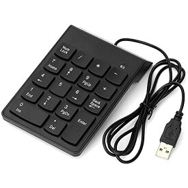 Skyeen USB有線テンキー、18 キー ミニデジタルキーボード、迷?防滑 防水テンキーの交換用 ラップトップに適しています (ブラック)