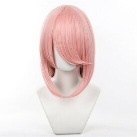YukiHalolj Cosplay 40cm 薄いピンク ウィッグ 男女両用 耐熱 ふわふわ 毛 かつら 万用型 コスプレ?装用 ウィッグ ファイバー コスチューム イベント 文化祭 Wig (ネット付き)