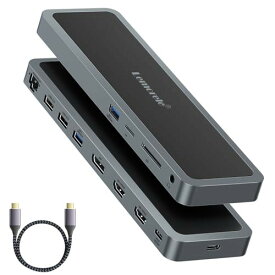 USB Cドッキングステーションhdmi2つ LAN ハブ thunderbolt4 USB C ハブ デュアル HDMI DP 4K@60Hz MST Dual HDMI 3画面拡張トリプルディスプレイUSB3.0＊2、USB2.0＊2、HDMI＊2、DP＊1、USB C PD100W、3.5 mmオーデ