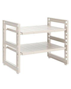 シンク下収納 伸縮2段ラック DEWEL キッチンラック 押入れ整理棚 マルチ伸縮棚 台所収納 流し台下 排水トラップを避けて 伸縮式 自由調節 簡単組立 4つのs型フック付き