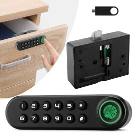 指紋ロック 安全ロック ハンドルドアロック スマートドアロック 指紋/メカニカルキー 指紋錠 複数指紋登録可能 USB充電 (横方向)