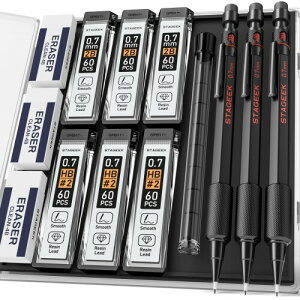 STAGEEK 3�{����������V���[�y���Z�b�g 0.7mm���}�p�V���[�v�y���V�� HB 2B�֐c6�{ 4B�����S�� �ւ������S���L���b�v�t�� ����~�߃O���b�v�����[�P�[�X���� ���} �X�P�b�` �׋� �d���ɍœK