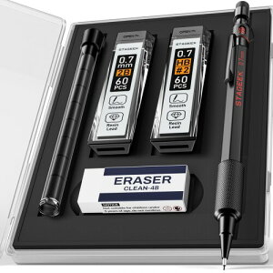 STAGEEK �����������V���[�y���Z�b�g 0.7mm ���}�p�V���[�v�y���V�� HB��2B�֐c 4B�����S�� �ւ������S���L���b�v�t�� ����~�߃O���b�v ���[�P�[�X���� ���} �X�P�b�` �׋� �d���p�ɍœK