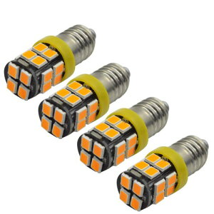 Ruiandsion 4個E10ベースLEDアップグレード電球 12V 1W交換用ヘッドライト懐中電灯トーチ電球、2700Kアンバー/イエロー