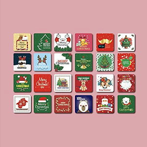 Moigeku クリスマス カードミニ サイズ グリーティングカード メッセージカード 可愛い 24枚セット パーティー 小物 感謝状 封筒付きクリスマスツリー(7cm*7cm)