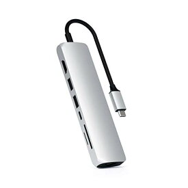 Satechi イーサネット付き スリム 7in1 USB-Cハブ 増設 LAN (スペースグレイ) 4K HDMI 60Hz出力, USB-C PD充電 (60W), 2x USB-A 5Gbps高速転送, SD/MicroSDカードリーダー (MacBookPro/Air/M1/M2, iPad Proなど対応）