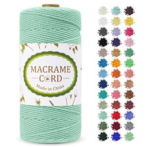 LEREATI マクラメロープ 2mm x 200m マクラメ糸 綿ロープ yarn コットン綿糸 ひもめん 紐 DIY 手編みロープ, 壁掛け, 鉢植え装飾, 編み物, 工芸品 (ミントグリーン)
