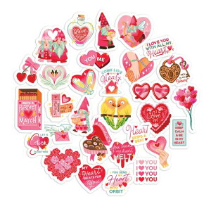 Navy Peony Valentine's Gnome Stickers (30pcs) - Love-Filled, Heartfelt, Pink & Red Decals for Greeting Cards, Laptops, Phone Cases, Tumblers