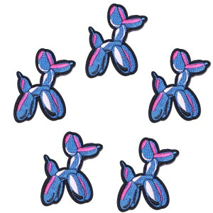 Harsgs クールなヴィンテージバルーンドッグパッチ アイロンの刺繍/縫い付けパッチ、かわいいアップリケパッチ、衣類、ジャケット、帽子、バックパック、ジーンズ用(5個パック)