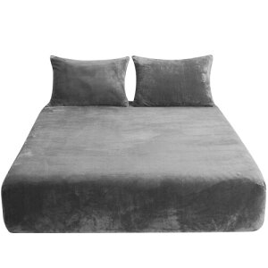 ボックスシーツ キング ベッドシーツ 極細マイクロファイバー 厚手 暖かい マットレスカバー 敷ふとん兼用 あったか 抗菌防臭防ダニ 静電気防止 極暖 洗える 160x200cm ダークグレー