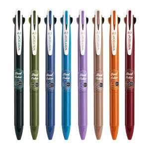 WRITECH �m�b�N���W�F���C���N�y���F�}���`�J���[ 2 in 1 �J���t���N���b�N�y�� �A�\�[�g�J���[ 8ct �ɍ׃y���� 0.5mm �W���[�i�����O ���炩�ȏ����S�n ������� �F�h�� �ɂ��݁E������E��