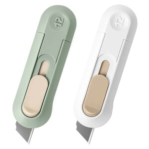 2個セット段ボールカッタ多用途 携帯便利 ミニカッタ安全な自動格納刃 小型カッタボックスオープナー カートンの開梱と切断用 レターオープナー防錆 ブレード 事務用品 文房具用品 学