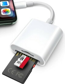 iPhone SDカードリーダー 2in1、(Apple MFi認証) iPhone/i-Pad用SD/TFカードカメラリーダー ライトニング USB3.0高速 双方向データー転送 OTG対応 iPhone 14/13/12/11/X/XS/XR/8/7 用メモリーカードアダプター