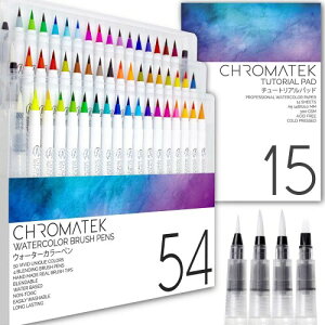 Chromatek (�N���}�e�b�N) 54�F�̃E�H�[�^�[�J���[�y����15�y�[�W�̃p�b�h �{���̕M�̃y���B �u�����h�p�u���V4�{�B �ȒP�Ƀu�����h�ł��܂��B �F�N�₩�B �Ȃ߂炩�B ���j�[�N��50�F�B �v