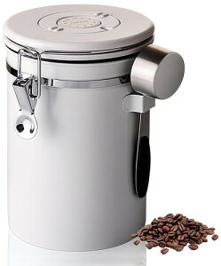 Hoffnugshween コーヒー豆保存容器 キャニスター 密閉容器 1800ml ステンレス 錆びにくい 日付表示 スプーン付き 500g 高密閉性 鮮度保持 茶筒 コーヒー粉 お菓子 砂糖 ナッツ 香辛料 食品貯蔵