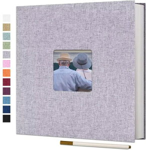 Raoendis アルバム 貼るタイプ 33×33.5CM リネン表紙 20枚40ページ フリー台紙 L判240枚 DIY L/KG/2L/A4写真収納 大容量 贈り物 お祝い 家庭用 記念日 結婚式 誕生日 成長記録