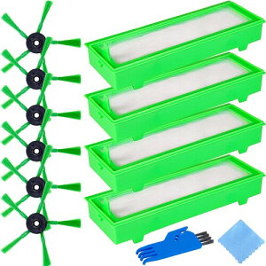 EATBALE �Ή�Vorwerk Kobold VR200 VR300 ���{�b�g�|���@�p�����X�y�A�p�[�c�A�A�N�Z�T���[�L�b�g 4 HEPA�t�B���^�[�A6�T�C�h�u���V�A1�N���[�j���O�u���V�A1���O (10��)