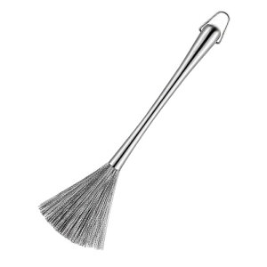 Desirable ステンレス製 ささら ササラ 中華鍋 フライパン 焦げ取り こげ落とし 柄付き フック付き (全長31cm)