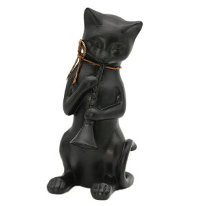 (デバリエ) wa02 猫の置物 黒猫 レジン製 ギフト 誕生日プレゼント 最適なプレゼント (クラリネット)
