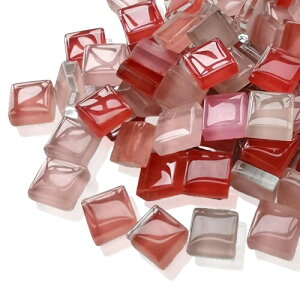 TOMOTHY モザイクタイル 10mm 200g 飾りタイル ガラス タイル ハンドメイド タイルクラフト モザイクグラス 夏休み 工作 1cm ピンクミックス