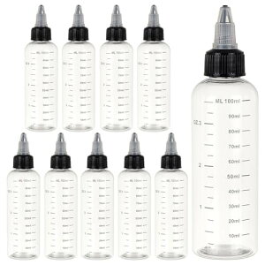 BENECREAT 10��100ml �h���b�p�[�{�g�� �ڐ��� �c�C�X�g�L���b�v �N���A�{�g�� �O���[ �I�C�� ���G�� �t�̗e�� �H�r �N���t�g