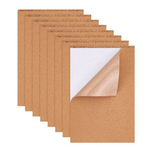 BENECREAT 8枚A4サイズ厚さ0.2cm粘着コルクシート 自己粘着 断熱性 遮音 滑り止め コースター フォトボード 椅子マット 室内装飾用 ハンドメイド用素材