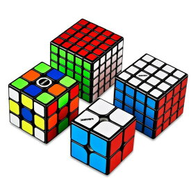 公式版 マジックキューブ 競技用キューブ 魔方 プロ向け 回転スムーズ 安定感 知育玩具 Magic Cube ステッカー版 (4個セット)