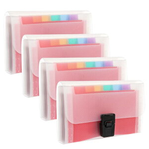 やぬき 4個セット ドキュメントファイル A6 領収書ファイル 13ポケット ファイルケース 加厚発泡PP 防水 分類整理 持ち運び便利 文房具 学校