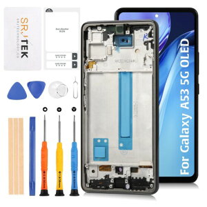 SRJTEK For Samsung Galaxy A53 5G�wOLED �w��F�ؑΉ� 6.43�x SC-53C SCG15�t���p�l�� ��ʌ����C���p Black �t���[���t���^�b�`�p�l���f�W�^�C�U�[LCD SM-A536 ���f���ɑΉ� LCD�f�B�X�v���C�^�b�`�X�N��