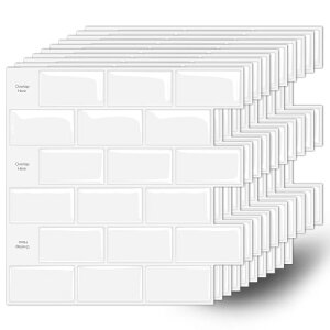 MORCART「優しい北欧の白」タイルシール キッチン 耐熱 防水 洗面所 トイレ DIY 家具やアイテムの装飾 タイルシート 壁紙シール 3D リメイクシート (25x25cm, 20枚)