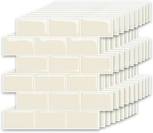 MORCART タイルシール キッチン 耐熱 防水 洗面所 トイレ DIY 家具やアイテムの装飾 タイルシート 壁紙シール 3D リメイクシート (30x30cm, 40枚, 北欧ライトアプリコット)