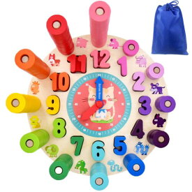 Button Moon モンテッソーリ 時計 積み木 おもちゃ 時間学習 パズル 子供 知育玩具 セット 数字や時間のパズル クロック教具 カラー認識 時間認識 誕生日のプレゼント