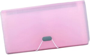 領収書ファイル 13ポケット 多収納アコーディオン式書類整理ケース 防水 防汚 耐久PP素材 通帳 パスポート レシート 封筒収納 区分けラベル付き 持ち運び便利 (ピンク)