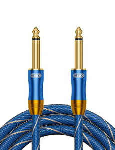 EMK ギター ケーブル 6.35mmギターシール 3M 1/4"標準プラグ オス-オス エレキギター/ベース/キーボード/アンプ/ドラム用-青 (5M, 青-S-S)