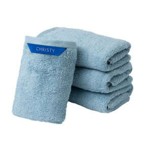 Christy フェイスタオル 4枚セット コットン100% 約33×80cm 吸水速乾 ラグジュアリー ホテルライク ふっくら タオル 綿 Pimlico Sky Blue