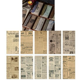60枚 ヴィンテージ風 セットシールコラージュ 素材 背景紙 デザインペーパー レトロ 古書 ジャンクジャーナル ラッピング スクラップブック (時事)