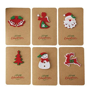 クリスマス カード グリーティングカード メッセージカード 二つ折り 年賀状 クリスマスツリー クリスマス飾り サンタクロース 雪だるま ポストカード 封筒付き 6種類 6枚セット