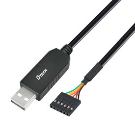 DTECH USB TTL シリアル 変換 ケーブル 5V 1m FTDI チップセット 6ピン 2.54mm ピッチ メス コネクタ FT232RL USB UART シリアル コンバーター ケーブル Windows 10 8 7 Linux Mac