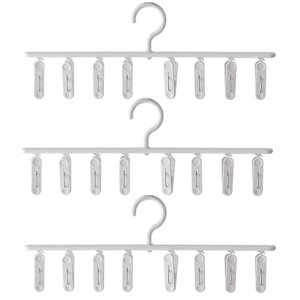 ピンチハンガー ピンチ8個*3本セット 洗濯物干し 洗濯ピンチ 洗濯バサミハンガー 靴下 タオル 手袋 靴インソール 小物用 (3, ホワイト)