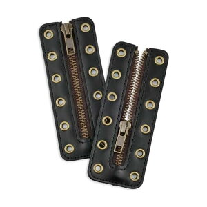 (Soletec) ソレテック 本革製 手作り 6穴付き ジッパーユニット すべてのブランド用 安全靴 作業靴 革靴 ZIP-6-CRC(ブラック x ブロンズアイレット)